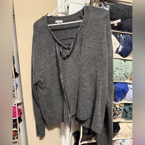 Rails Sweaters - Rails Cashmere Blend Front Velvet Tie Sweater